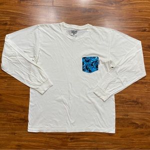 Serengetee Men's Off White Pocket Long Sleeve Crew T-Shirt Size Large Casual